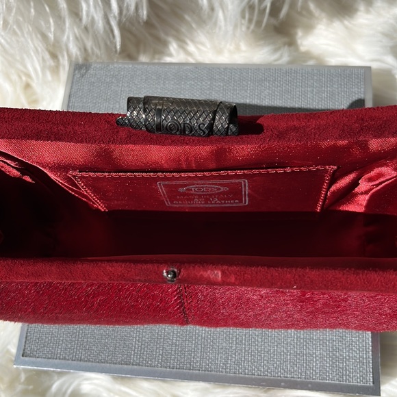 Authentic Tod’s ‘Scala Pochette’ Sera Clutch ~ in Red Pony Hair & Suede - Picture 8 of 16